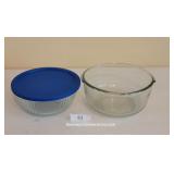 Pyrex Covered Bowl & Unmarked Mixing Bowl