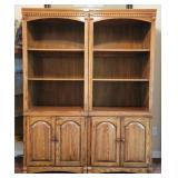 Two Large Oak Bookcases w/ Lights