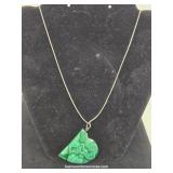 Large Malachite Stone on Sterling Silver 925 Chain