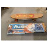 Skateboard & Horseshoe Game Set