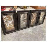 (4) Framed Jungle Animal Prints