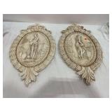 Chalkware Roman Plaques, Pair