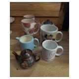 7 Items - Teapots, Glasses, Cups, Creamer