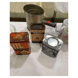 Vintage Sifter and 3 Spice Tins