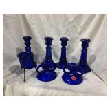 (7) Cobalt Glass Candle Holders