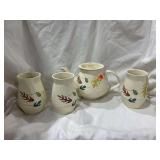 Franciscan Earthenware Teapot and 3 Mugs