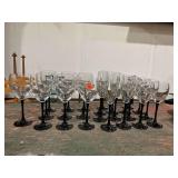 (24) Black Stem Bar Glasses, Wine & Champagne Flutes