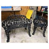 Heavy Wrought Iron Bench & Chair