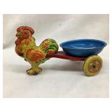 Wyandotte Tin Litho Rooster Pulling Wagon Toy, 7