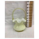 Fenton Light Yellow Glass Basket, 8"T