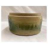 Yellow & Green Stoneware Butter Crock, 6