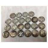 (22) Silver Mercury Dimes, Various Conditions