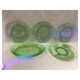 (5) Green Depression Uranium Glass