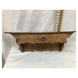 Ornate Clock Shelf w/ Drawer, 23"W, 7 1/2"T, 6