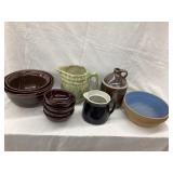 (11) Stoneware Pieces, Jug, Bowls, (2) Pitchers,