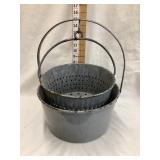 Gray Graniteware Pail w/ Hanging Strainer Pail,