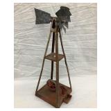 Early Tin Steam Engine Powered Windmill, 19"