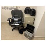 Office Chair, Filing Cabinet, Fans, CD Radio,