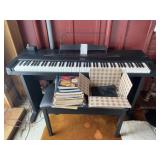 Casio Electric Piano, Bench, and Books