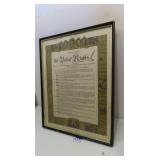 framed American Bill of Rights poster