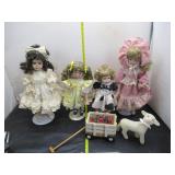 4 dolls with accessories