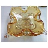 VINTAGE AMBER ART GLASS CIGAR ASHTRAYS