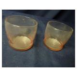 PAIR OF VINTAGE PINK GLASS TUMBLERS