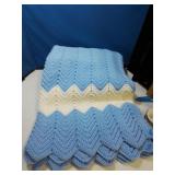 Blue and white hand crochet Afghan