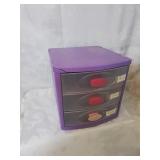 Small purple storage drawer cabinet