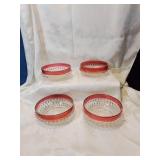 Set of four cranberry flash berry bowls