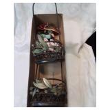 Two metal baskets and group of decorator shoes