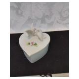 Heart shaped dresser box with birds