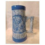 Blue and white ceramic stein