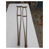 Pair of vintage wooden crutches