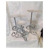 Set three cast metal candleholders silver