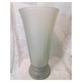 Hand blown frosted glass vase fourteen inches tall