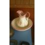 Larger pink and white Bowl and Pitcher Nice