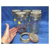 (5) Clear Ball 1qt wide mouth jars w/ extra lid