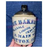 Ant. Baker Co Liquor stone jug (1/2-gal) nice