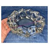 Vtg heavy thick rombic style crystal ashtray (8in)