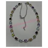 Sterling silver multi color stone 18in necklace