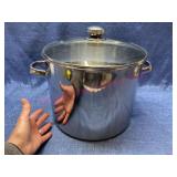 Lrg stainless steel stock pot w/ glass lid