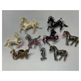 (9) Vtg Horse pin brooches