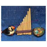 Vtg Pan Flute, Ocarina & Bird Whistle Set