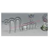 Hand blown glass "Mom" & flamingo fig