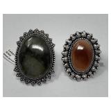 Size 8 German Silver Rings with Stones