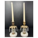 Marble and Crystal Candlestick Holders