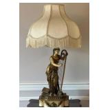 Victorian Style Harpist Lamp