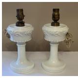 Pair of Milk Vase Hurricane Lamps