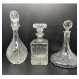 Three Clear Glass Decanters